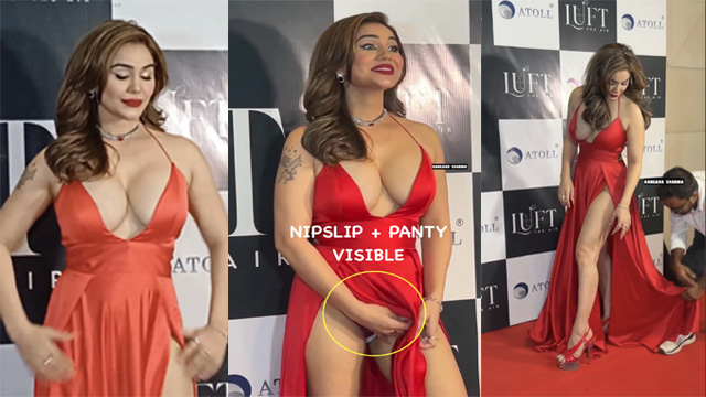 Actress Kangana Sharma Accidental Nipslip at Panty Showing